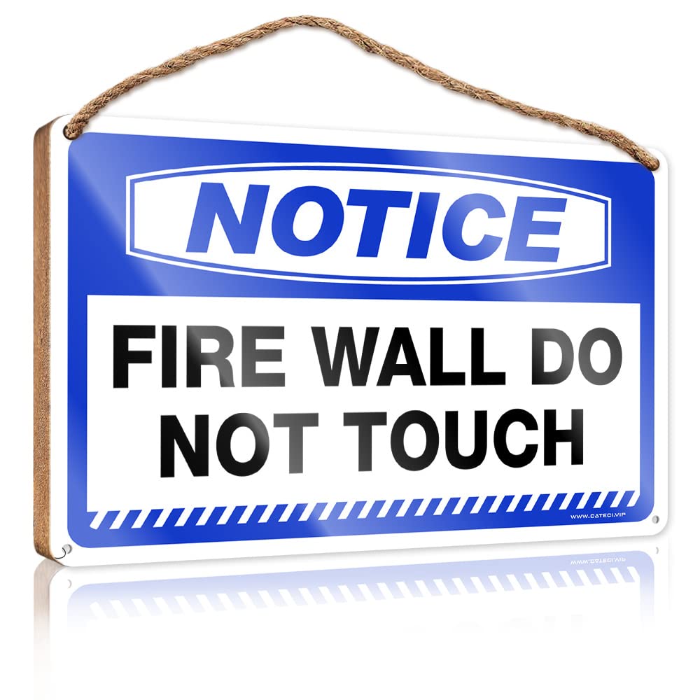 Hanging Wooden Plaque Notice Fire Wall Do Not Touch Wooden Sign(23X35CM)