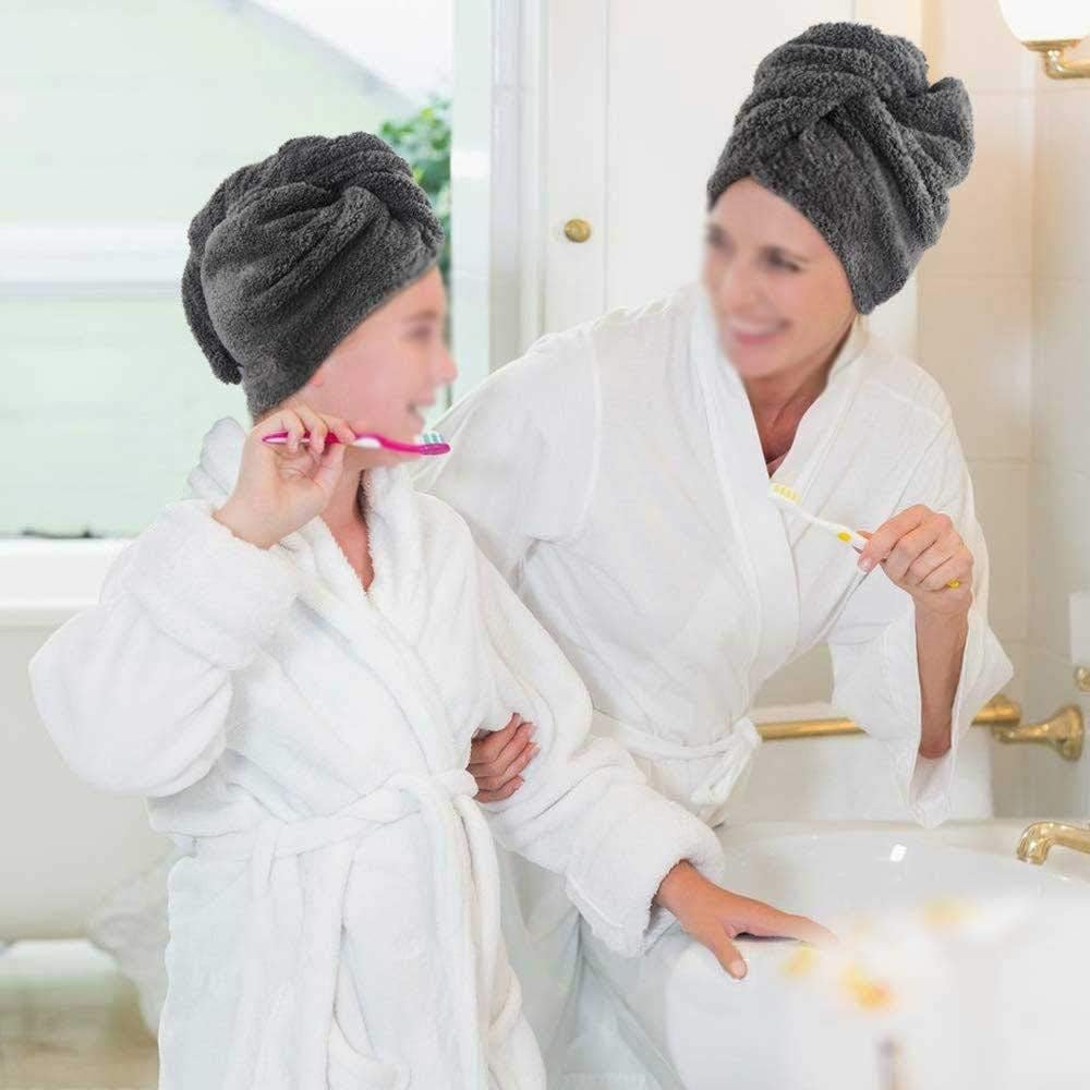 Microfiber Hair Turban Towel Wrap Absorbent Soft Shower Head Towel Quick Dry Towel Magic Drying Wrap for Women Girls 3 PCS (Color : Light Purple) (Light Grey)