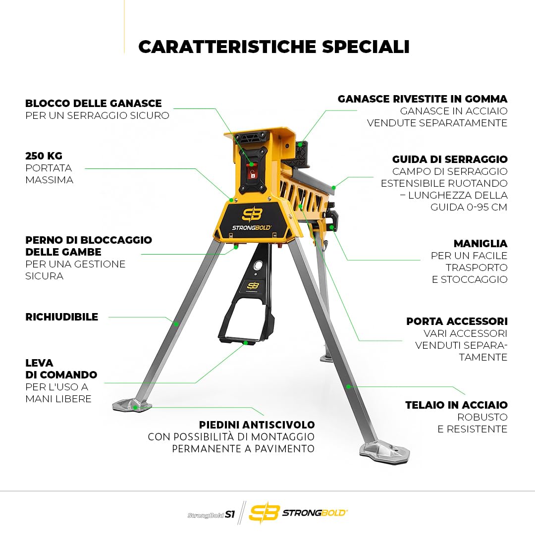 Morsa Mobile Professionale Banco da Lavoro Pieghevole Forza 10kN Supporto Falegnameria Officina