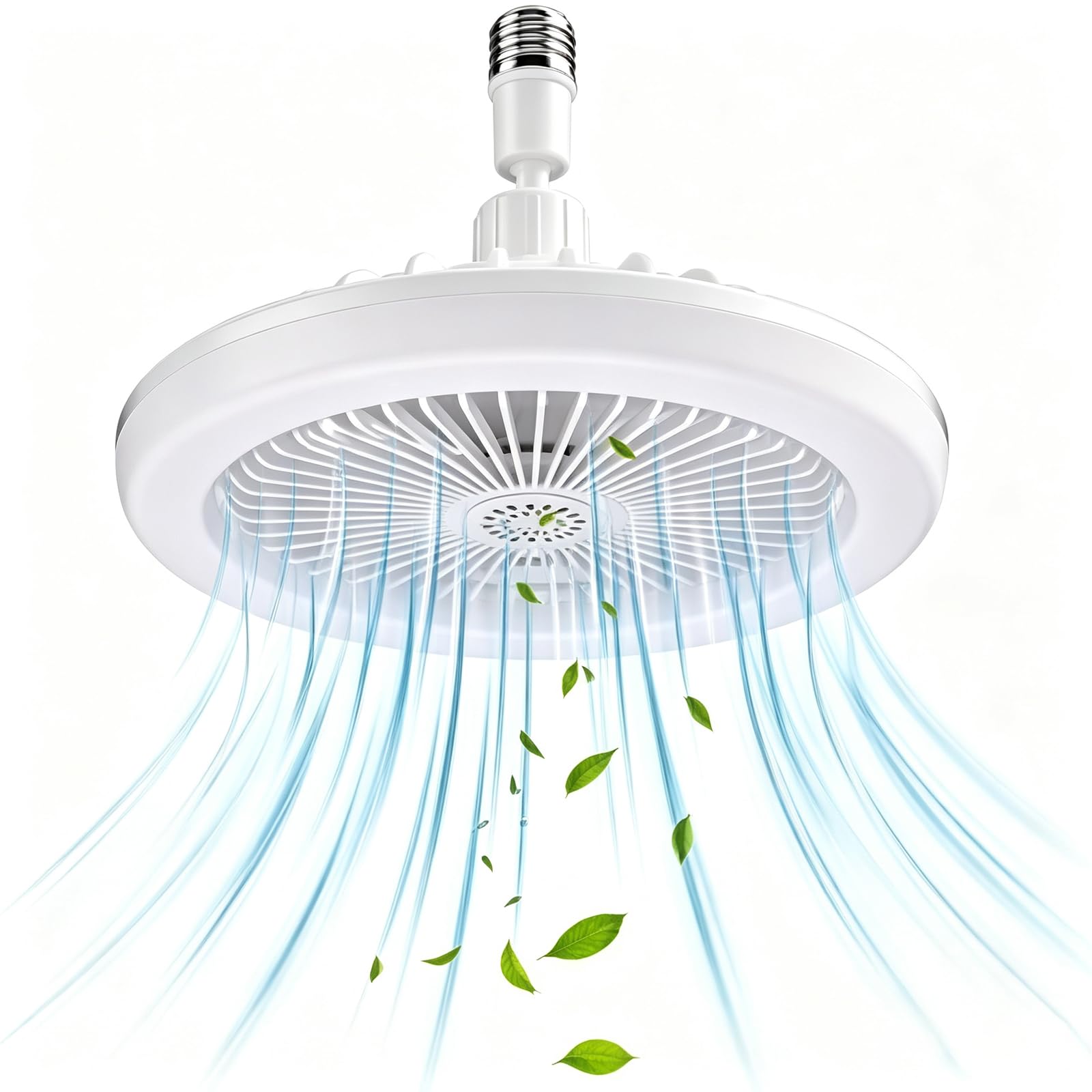 30W LED Ceiling Fan Light with Remote, E27 Ceiling Fans with Lights and Remote Light Bulb Fan 3 Color Dimmable LED, 3 Speeds for Small Spaces Bedroom Home Office Dormitory