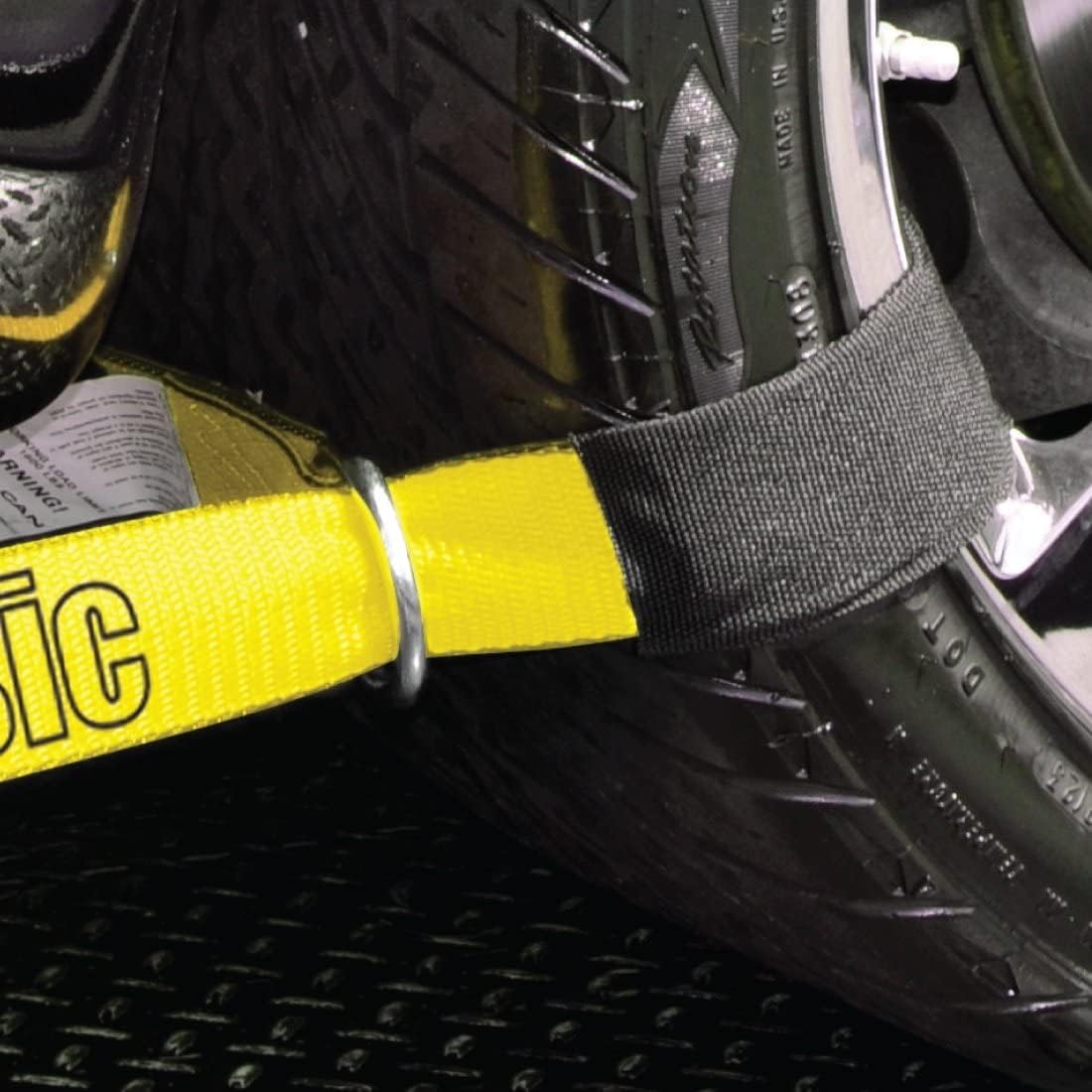 VULCAN Loop Exotic Car Tie Down Straps - 2 Inch x 12 Foot - Classic Yellow - Includes Four 2 Inch x 144 Inch Loop Straps