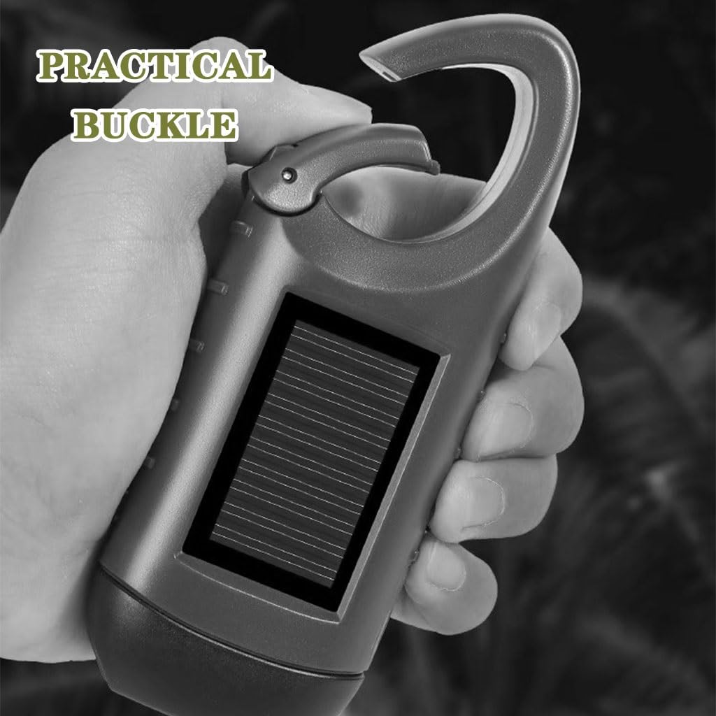 Torcia Manuale A LED Super Luminosa, Torcia A Manovella Alimentata Ad Energia Solare, Domestica Ricaricabile Tramite USB, Per Viaggi, Alpinismo(A,14.5cm*3)