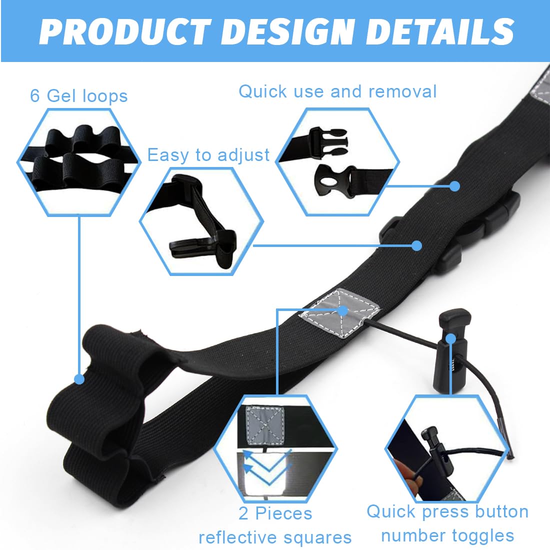 Ceinture Porte-dossard IOURVYA – 40 G, Réglable, Pour Marathon, Triathlon Et Cyclisme