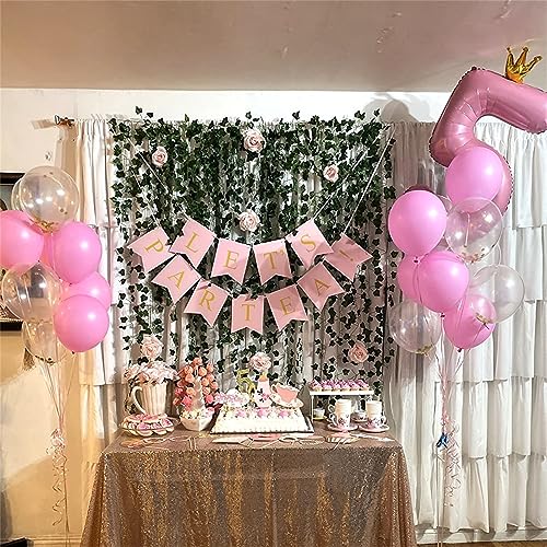 Image of Large Number 6 Balloons, Light Pink 40 Inch Foil Number Balloon for Women, Crown Pearl Pink Self Inflating 0-9 Set Balloons for Girls 6th Birthday Party Decor Anniversary Party Decorations Supplies