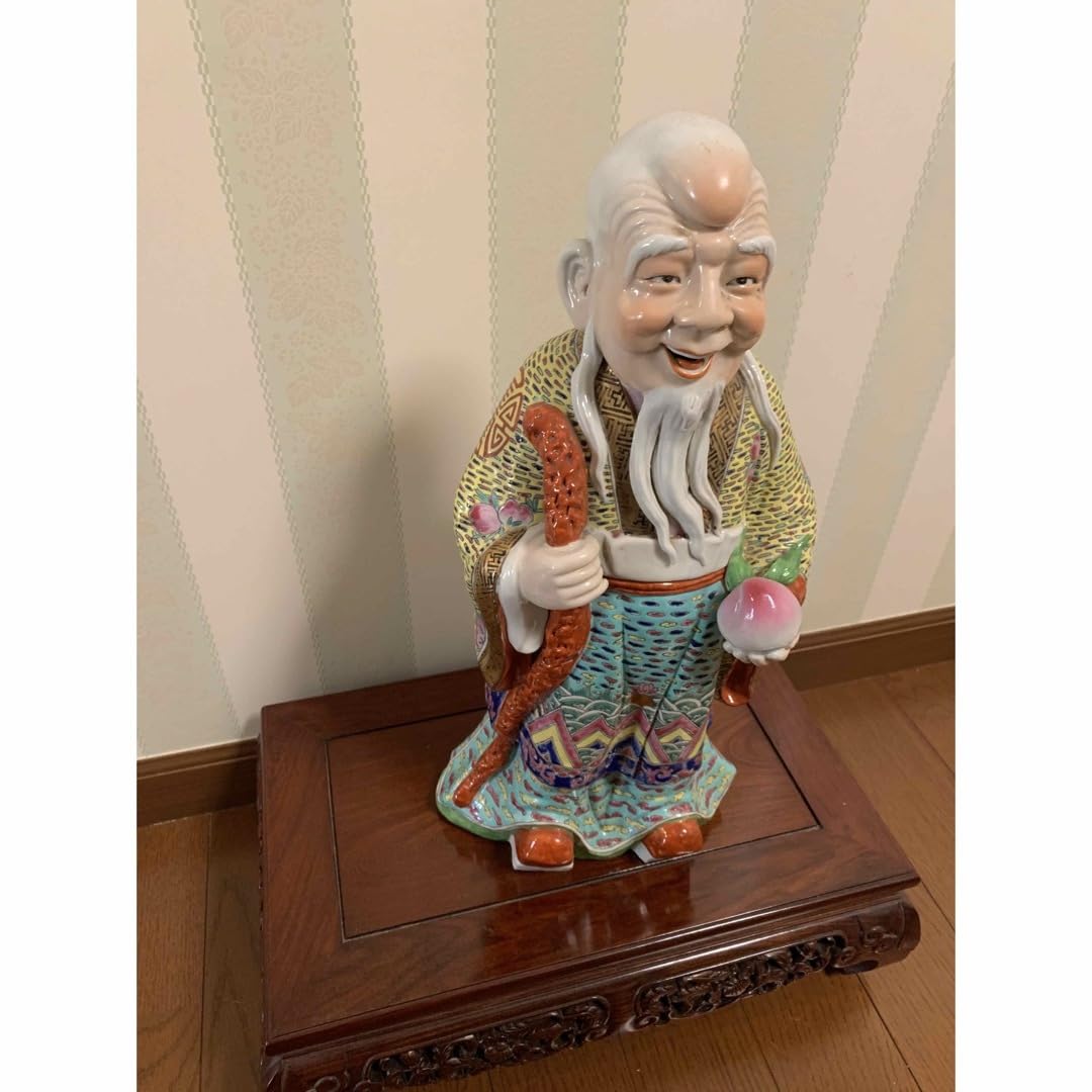 Amazon.co.jp: 十錦桃仙人像 陶器 中国 骨董 置物 : ホーム 