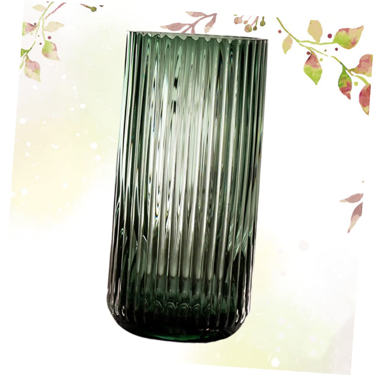 Sosoport Jarrón de Forma de Columna Diseño Sencillo de Estilo Nórdico para Arreglos de Flores Salón Talla Rayas Verticales Inspiradas Romano Jarrón de Vidrio para Plantas Acuáticas o Secas