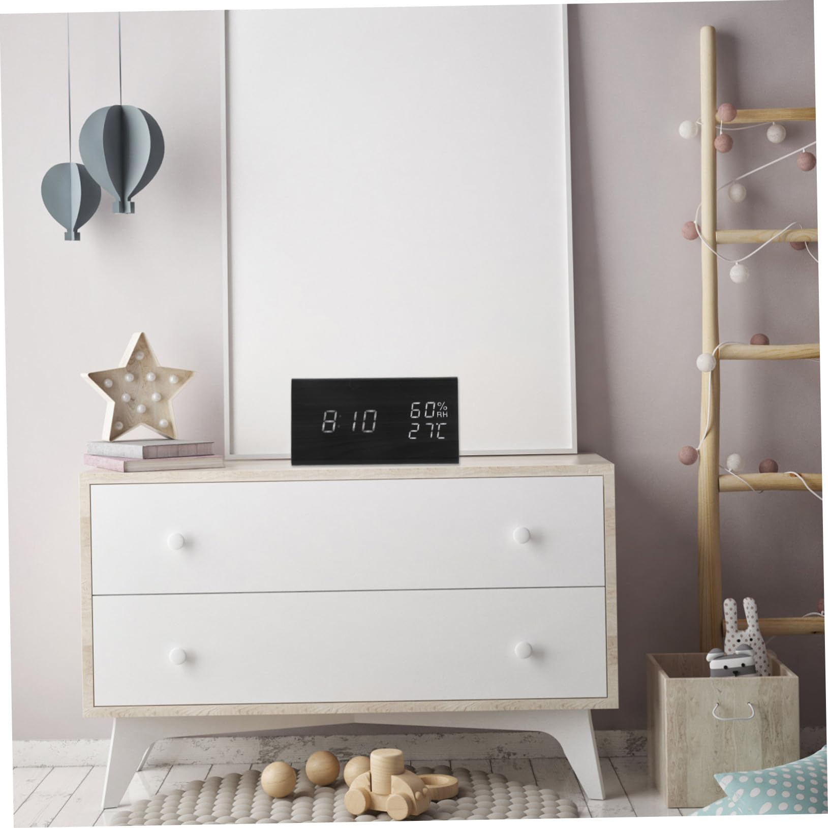 Reloj Despertador LED de Madera con Control por Sonido Pantalla Digital de Temperatura y Humedad Temporizador Múltiple para Mesita de Noche y Cocina
