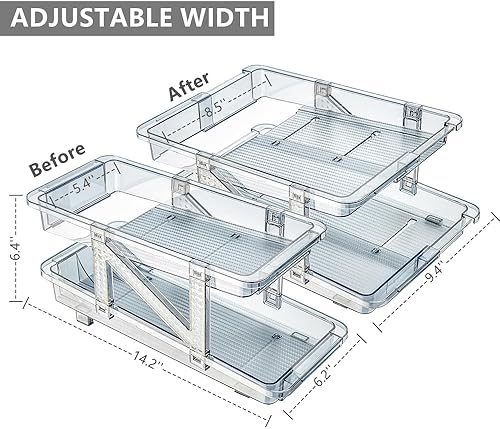 Miniatura 6 de Xicennego Juego de 2 organizadores de latas de soda ajustables para refrigerador, armarios, encimeras, dispensador de latas de bebidas para