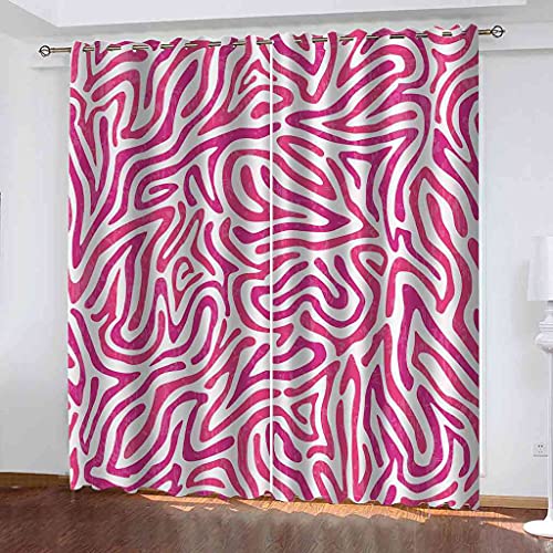 Rideau occultant haut de gamme motif abstrait rose toile lourde et oeillets durables - 2