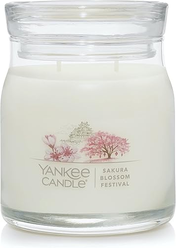 Miniatura 20 de Yankee Candle Sakura Blossom Festival - Vela en tarro grande, color rosa blanca Festival de la Flor de Sakura,Lavanda seca y roble,Amarillo,Lavanda