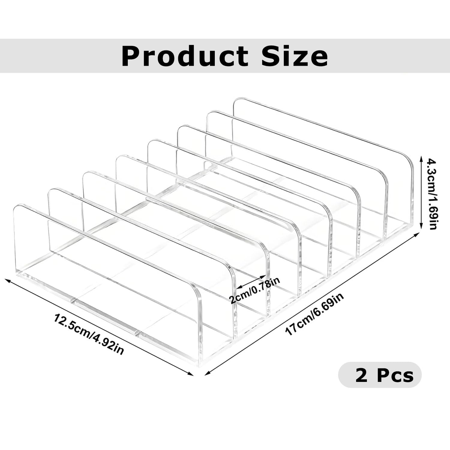 2 Pcs Transparent CD Holder, CD/DVD Presentation Rack, Acrylic CD/DVD Display Shelf, Multi-Slot CD Storage Rack, CD Organiser Stand for Cassettes Game Cassettes Books Cosmetics — view 2