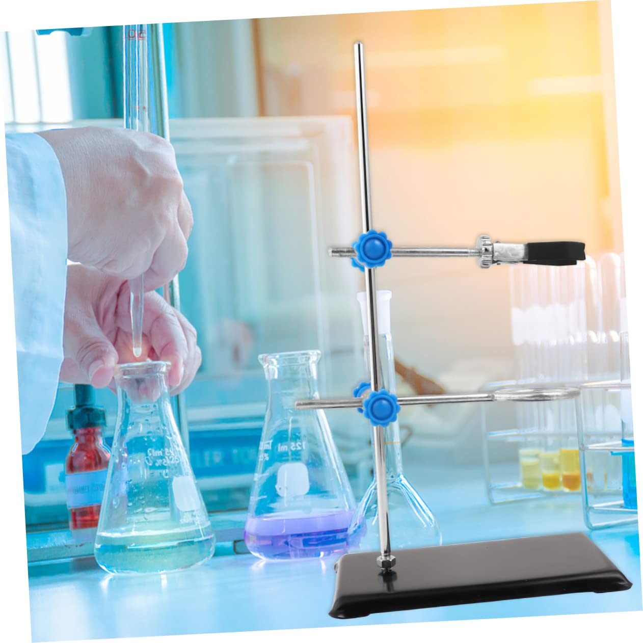 Retortenständer Aus Eisen Mit Stützringsatz Laborständersatz Für Chemieausrüstung Klappbar Und Tragbar Geeignet Für Glasgeräte Und Kondensatoren
