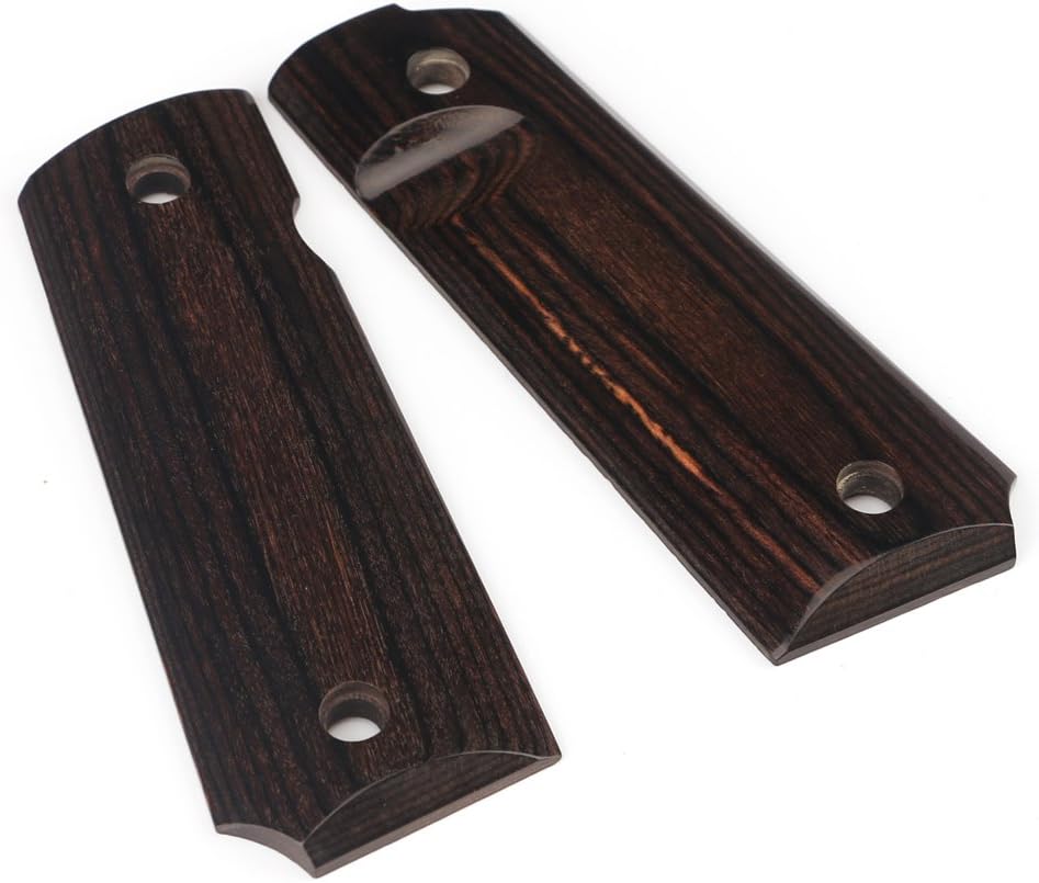 Cool Hand 1911 Full Size Grips, Government/Commander, High Polished Wood, Gold Gun Grips Screws Included, Mag Release, Ambi Safety Cut, 1/4" Thin