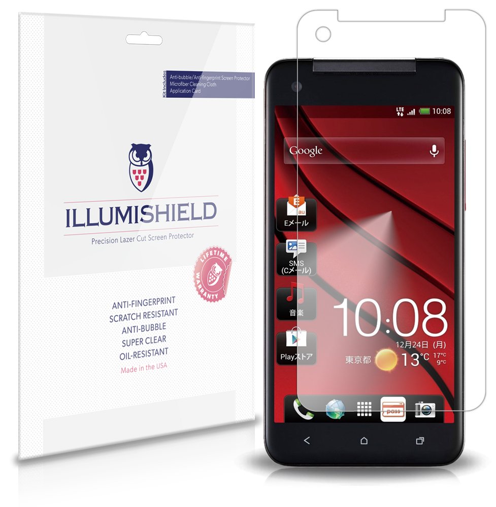 ILLUMISHIELD Screen Protector Compatible with HTC Butterfly S (3-Pack) Clear HD Shield Anti-Bubble and Anti-Fingerprint PET Film