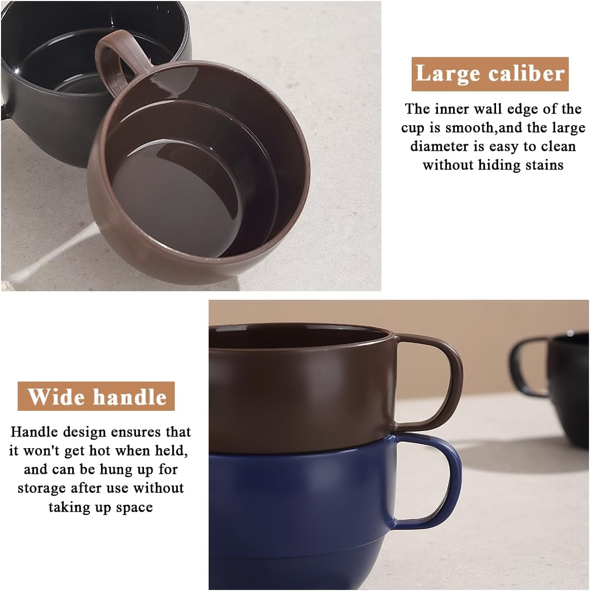 Coffee Mugs Set of 6, Coffee Cups 12oz, Durable Light Weight Plastic Mugs for Home, Outdoor, Picnic, Camping, Idea Birthday Gift - Image 7