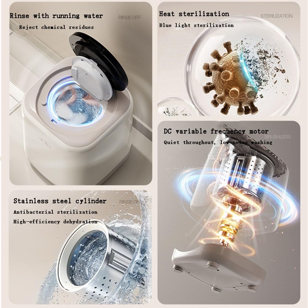 Piccola Lavatrice Automatica, Piccola Lavatrice Portatile per a，Piccola Lavatrice Portatile con asciugatrice， per Calze, Biancheria Intima e Vestiti per Neonati A