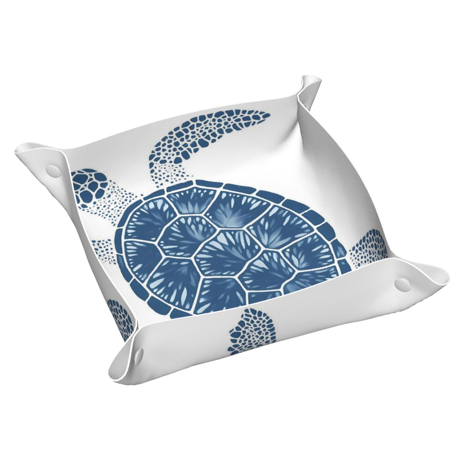 HLBSDM Artistic Blue Sea Turtle Tray Men's Leather Valet Parking Portable Entrance Trays Bedside Storage Box