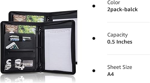 Miniatura 8 de OOWOLF - Carpeta para portafolio de reanudación piel sintética profesional con carpeta de anillo redondo de 85 x 11 pulgadas funda para tablet