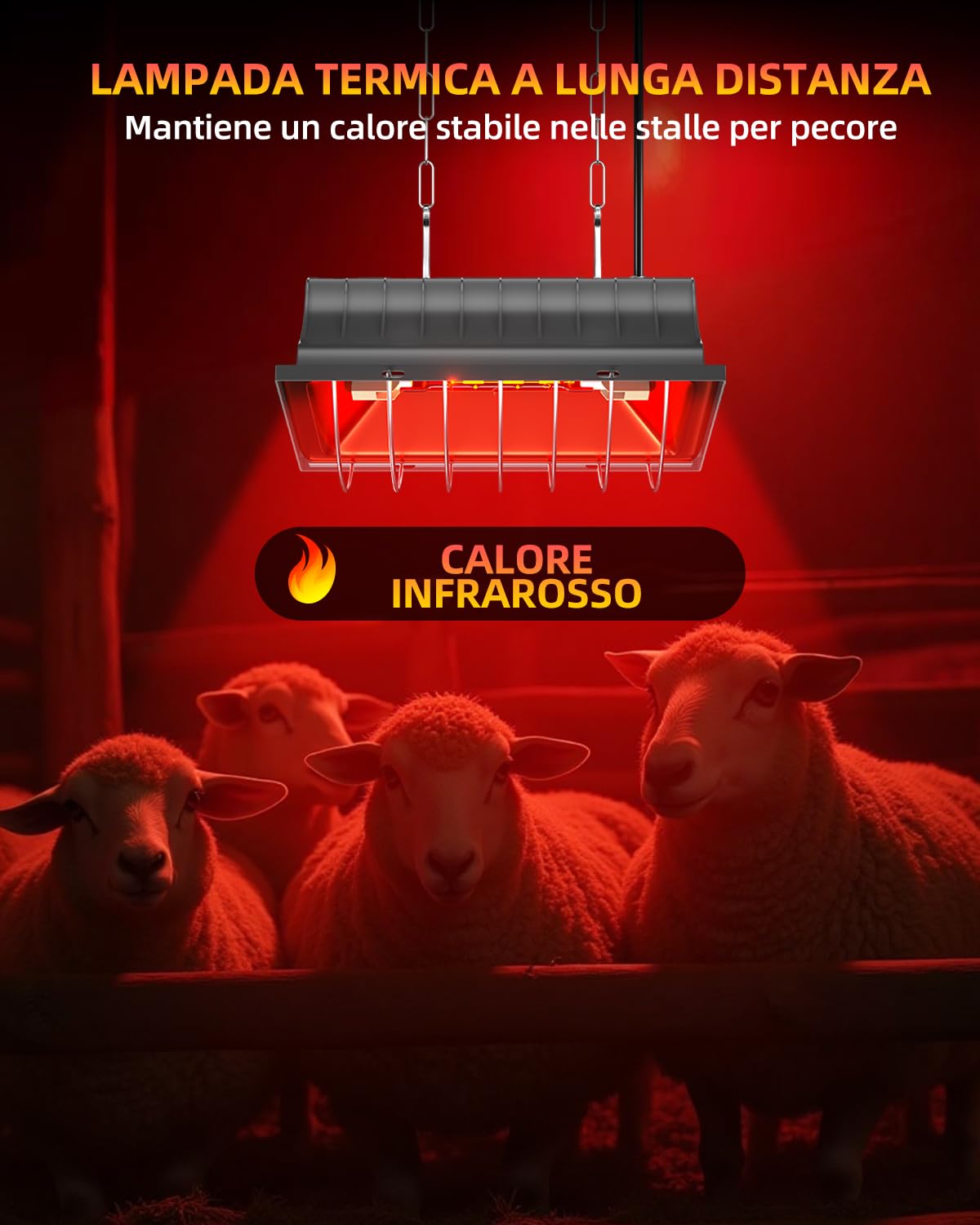 GlowUp Lampada di Calore per Polli 275W, Include 1x 175W R7S Lampadina di Calore Infrare, Lampada di Calore per Pollame per Cuccioli, Pollo Broder, Anatro, Maiali, Agnelli (Grigio)