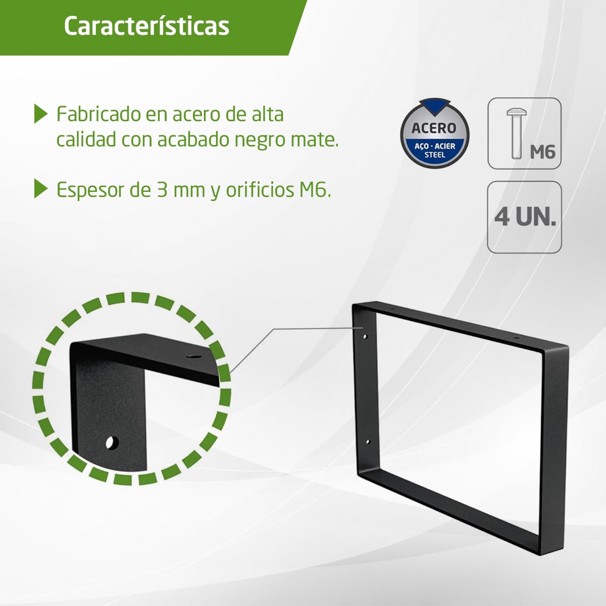 Amig - Pack de 4 Soportes Rectangulares para estantes Industriales - 211 x 311 x 30 mm - Acero Negro Mate - Soporte Estantería Pared - Diseño Funcional y Resistente - Ideal para Estanterías de Pared