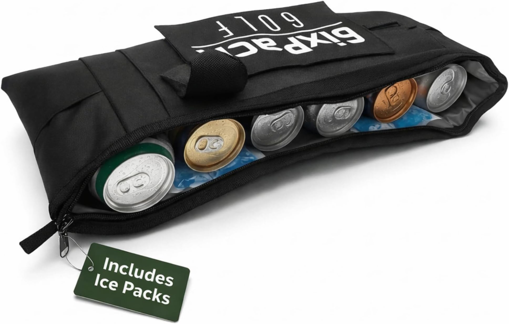 Cooler Bag with 2 Ice Packs, Insulated Golf Bag Cooler Holds 6 Cans, Fits in Most Golf Bags, Portable Beer Sleeve for Golfing