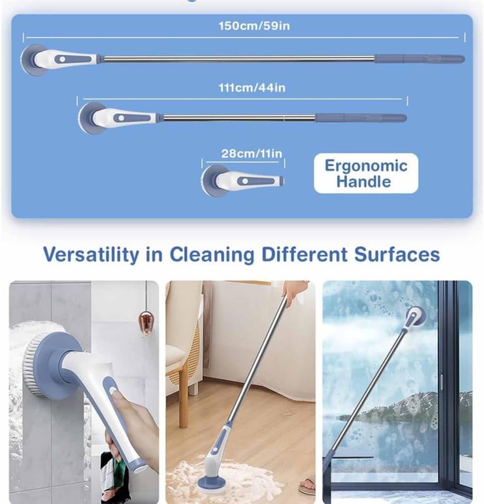 Blue,YXINHONGYUE 11 in 1 Electric Multipurpose Cleaning Brush 2600mAh Easy to Assemble and disassemble Includes mesh Bag and Lanyard Kicthen Spin Scrubber(Blue)