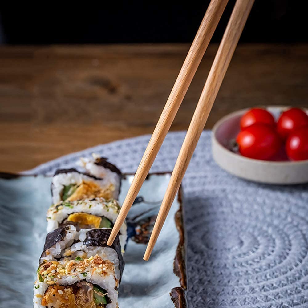 Palillos Chinos Reutilizables japoneses Palillos de Metal Juego de 5 Pares de Palillos de Sushi, Palillos Chinos de Madera Natural japoneses Reutilizables portátiles para Cocina Va
