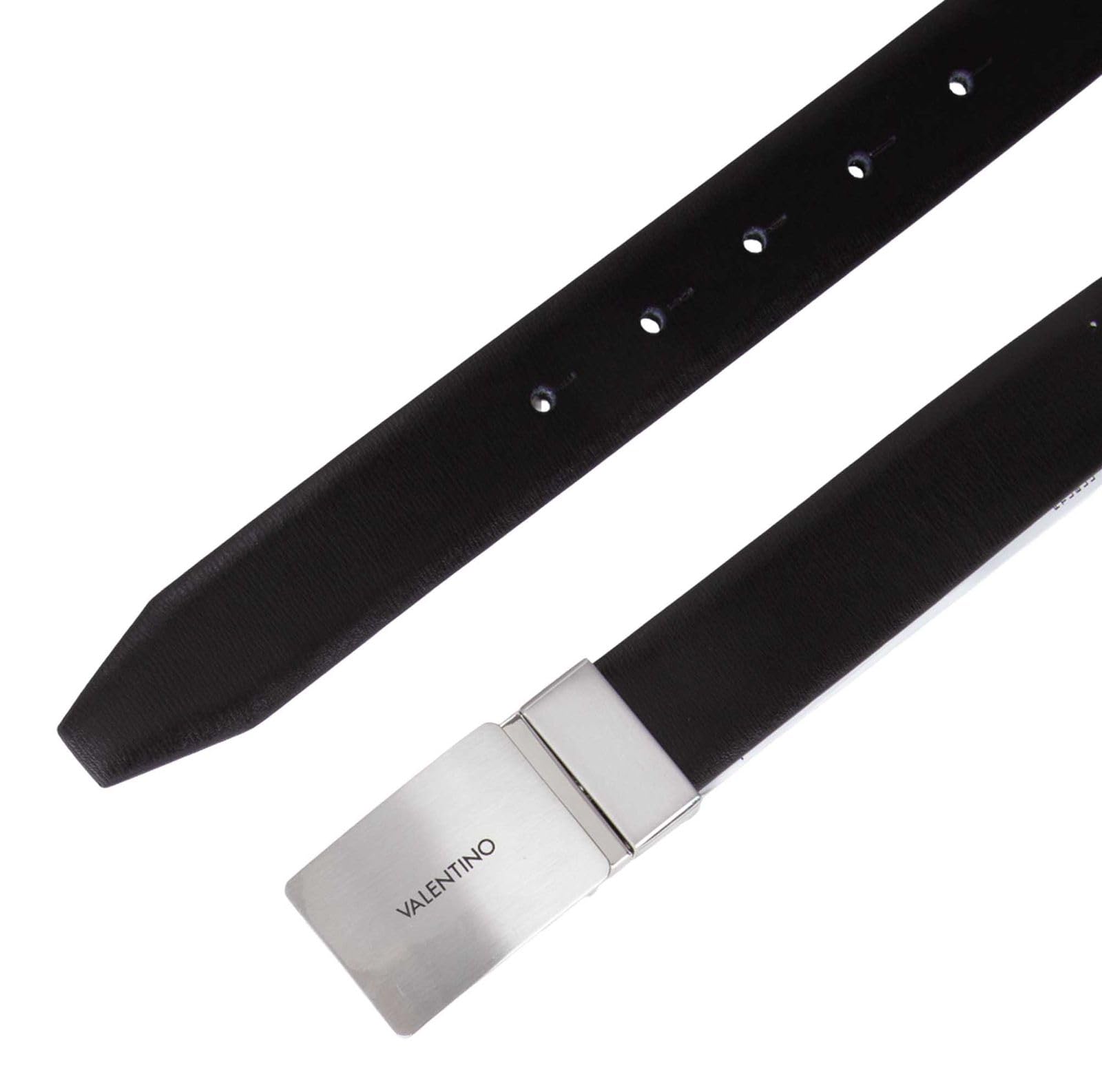 Valentino Cuir ceinture Litech Plaque Buckle Belt W105 Nero/Blu noir bleu marine raccourcissable réversible
