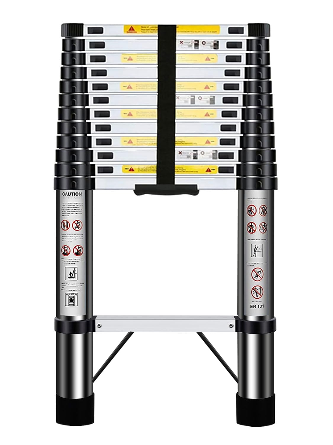 Nestling Échelle Télescopique 3,8M en Aluminium Bricolage Pliable Extensible Unique Droite Multi-Fonction Ladder Charge 150kg
