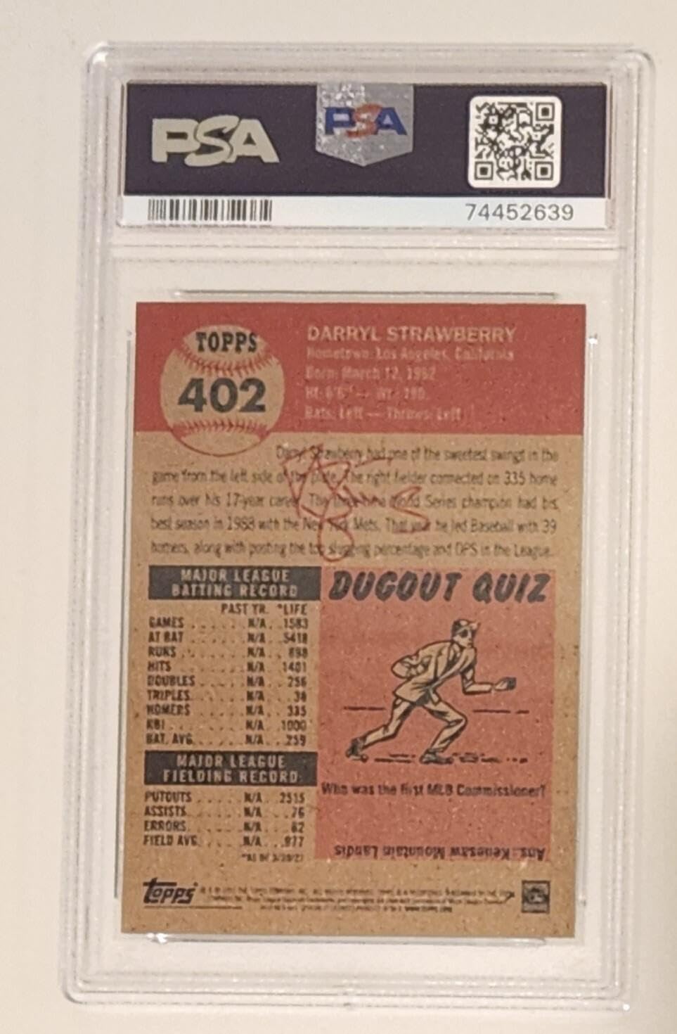 2021 Topps Living Set #402 Darryl Strawberry New York Mets PSA 8 NM-MT - Baseball Cards