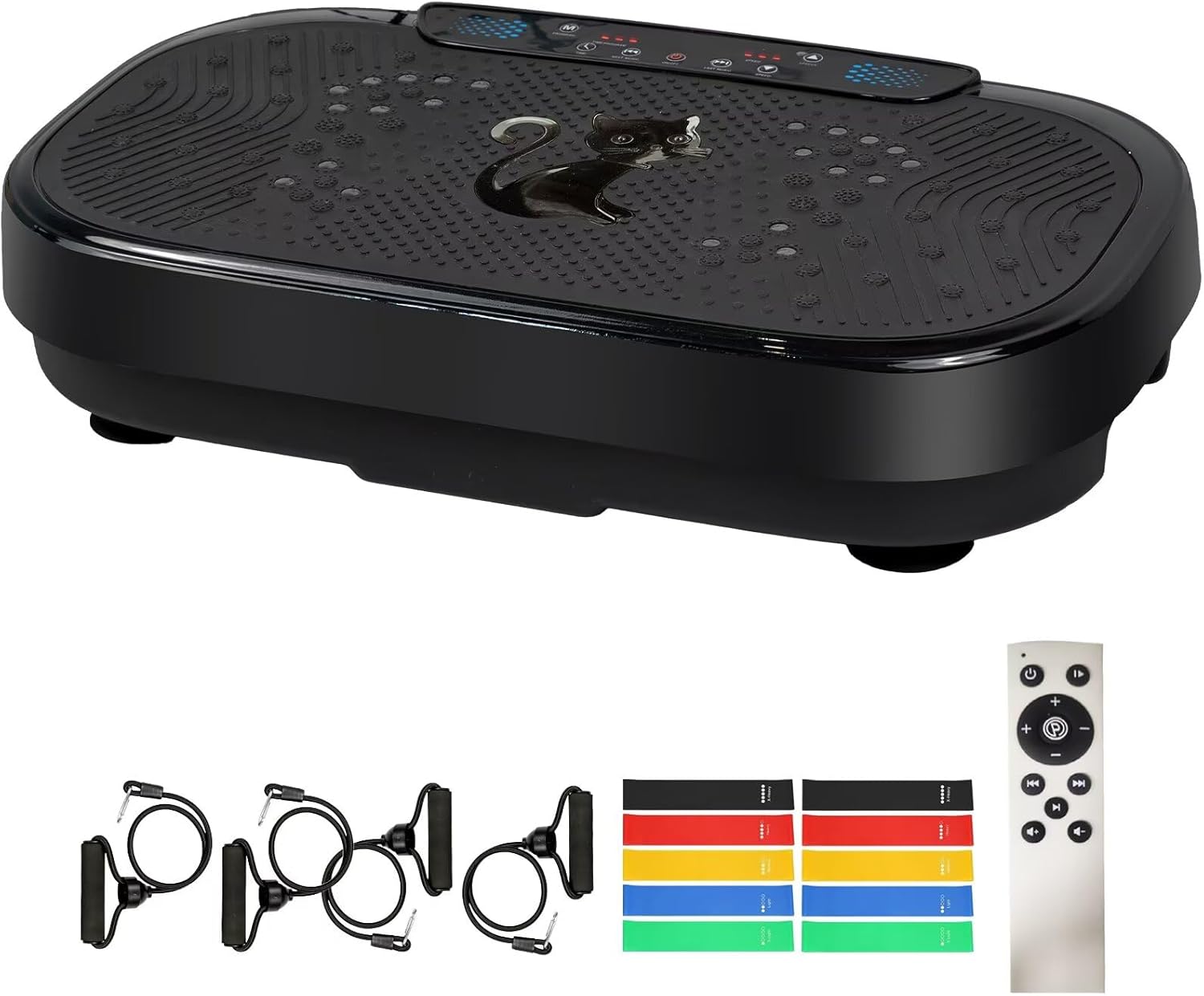 Vibration Plate Exercise Machine, 500 Lbs Capacity, with Bluetooth and LED Display, 999 Speeds Workout Vibrating Plate for Lymphatic Drainage Weight Loss, 4pc Loop Bands and 10pc Resistance Bands