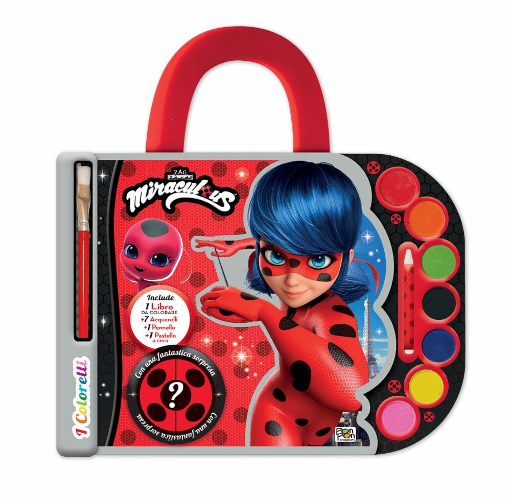 Custodia Metallica Miraculous Ladybug Con 12 Matite Colorate E Temperino - Regalo Perfetto Per Le Fans