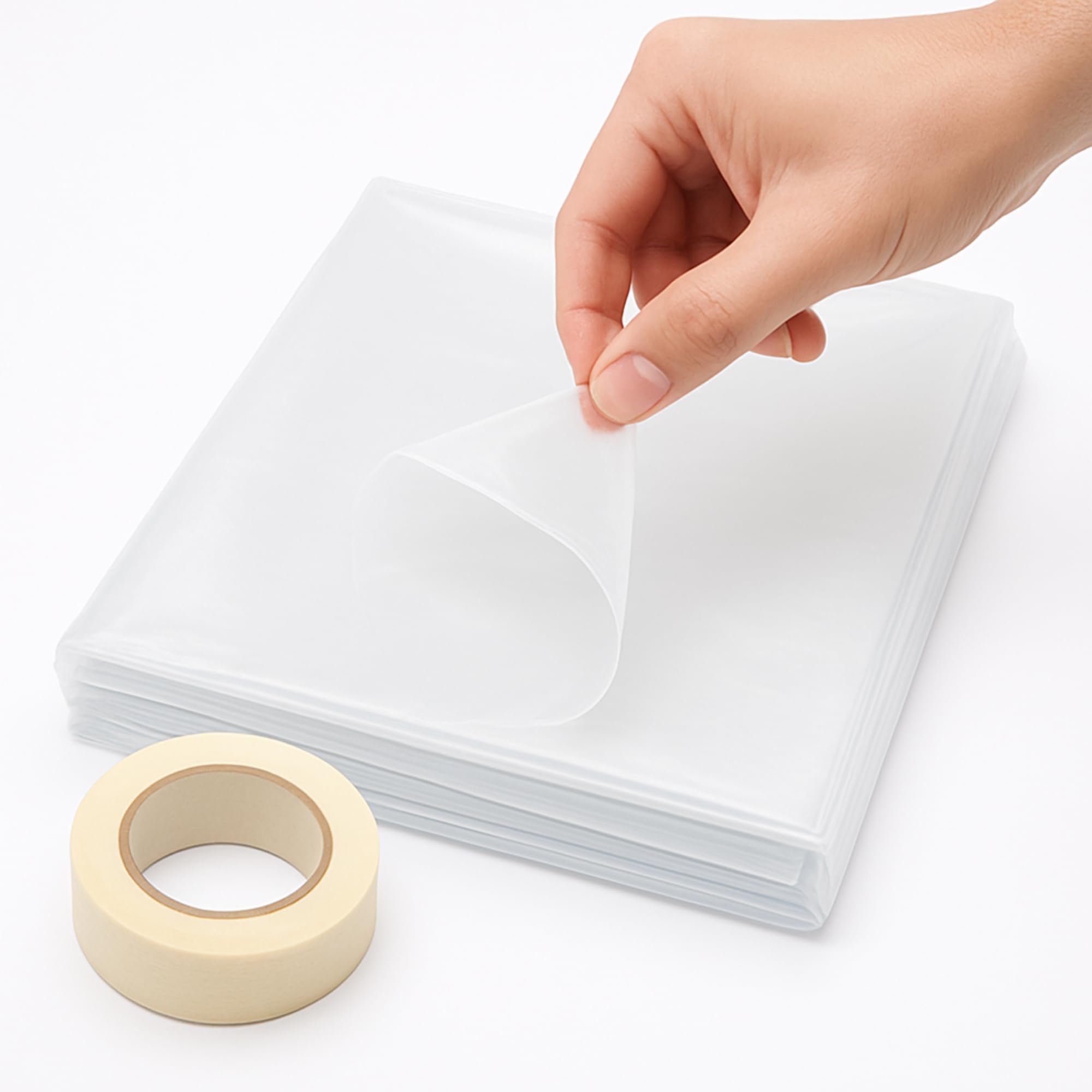 Hastkaari Multipurpose Plastic Dust & Paint Protection Sheet | Transparent Polythene Cover for Furniture, Bed, AC, Fridge, Car, Bike, Plants & Floor | For Home Painting & Renovation | Size 12x24 Ft