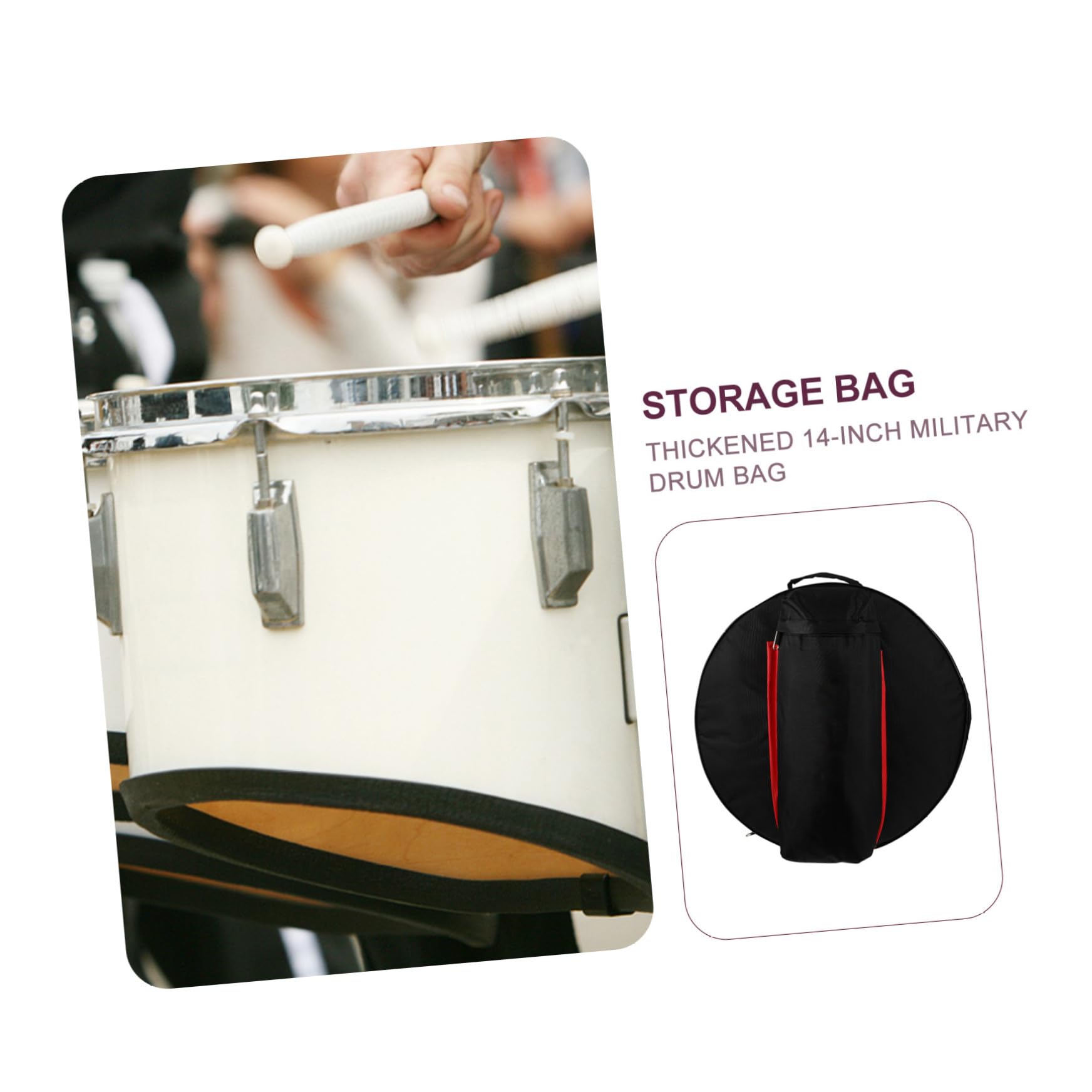 Toyvian 1Pc 14" Torba Na Werbel Torba Do Przechowywania Instrumentów Skrzynki Pokrywa Torba Do Przechowywania Torba Na Instrumenty Muzyczne Torba Na Werbel Torba Na Werbel 14 12 10 Cali