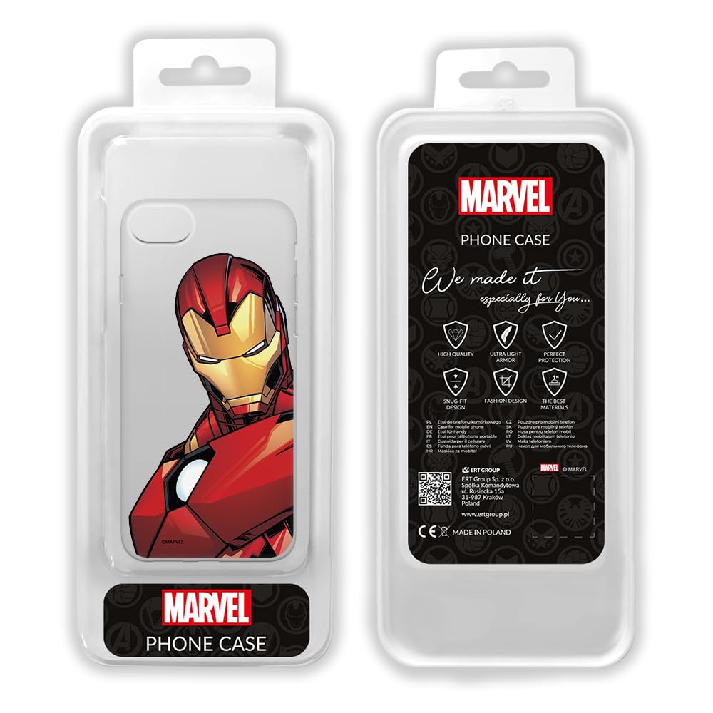 ERT GROUP custodia per cellulare per Iphone 13 MINI originale e con licenza ufficiale Marvel, modello Iron Man 030 adattato in modo ottimale alla forma dello smartphone, parzialmente trasparente