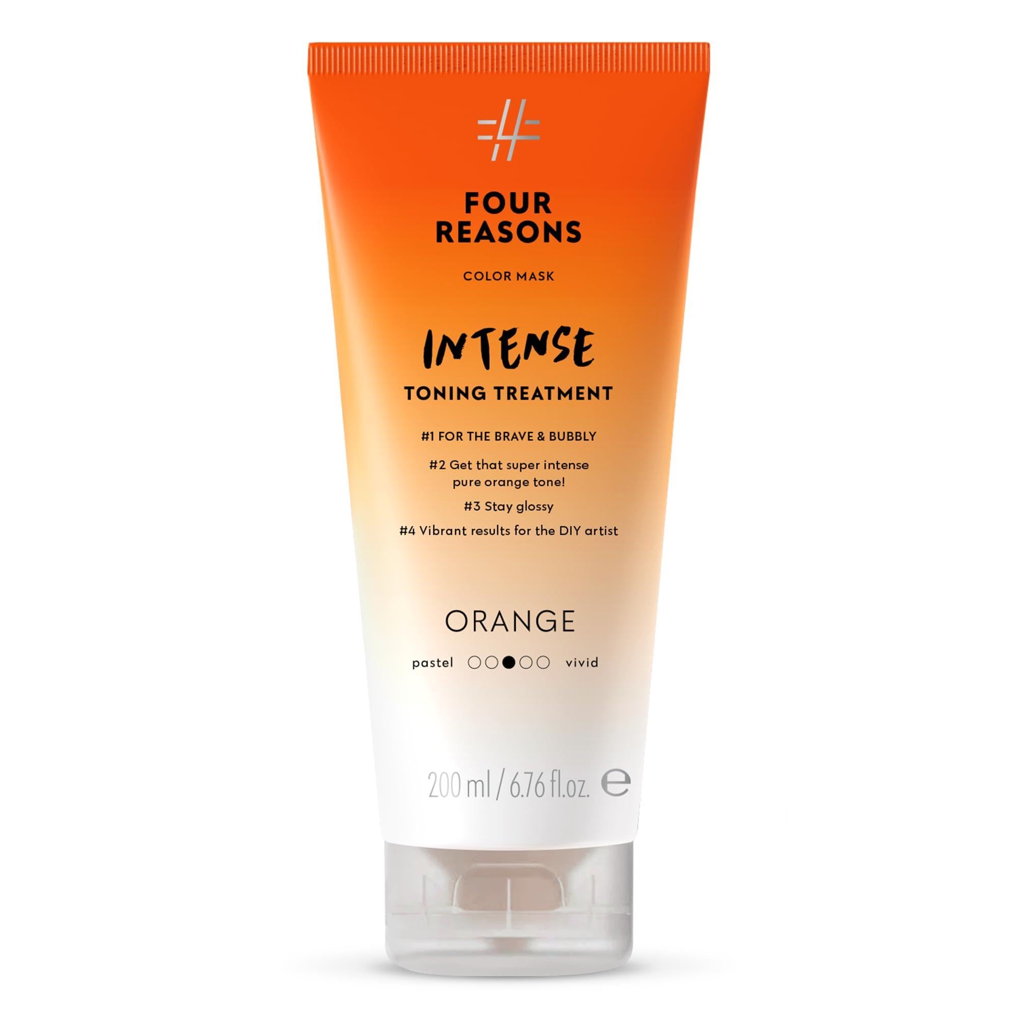 FOUR REASONS Color Mask INTENSE - Orange, 6.76 fl oz - Intensive Toning Treatment - Color Depositing Conditioner - Semi Permanent Hair Dye for Lightened and Colored Hair - 100% Vegan