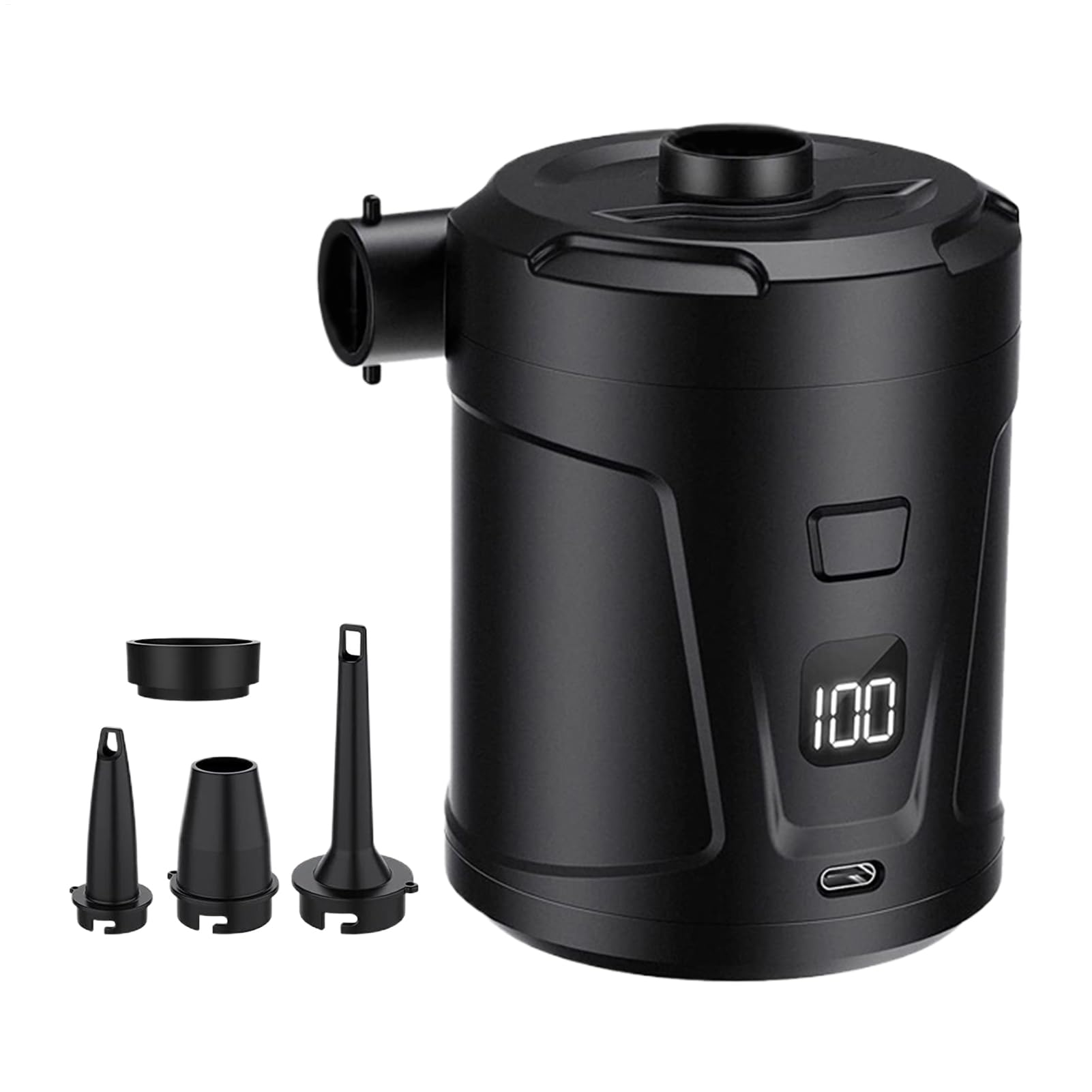 Inflatable Air Pump, Camping Air Mattress Pump Electric, Quick-Fill Deflator Portable Inflator with 4 Nozzles & Digital Display for Toys Swim Ring Pool Float Camping Mattress