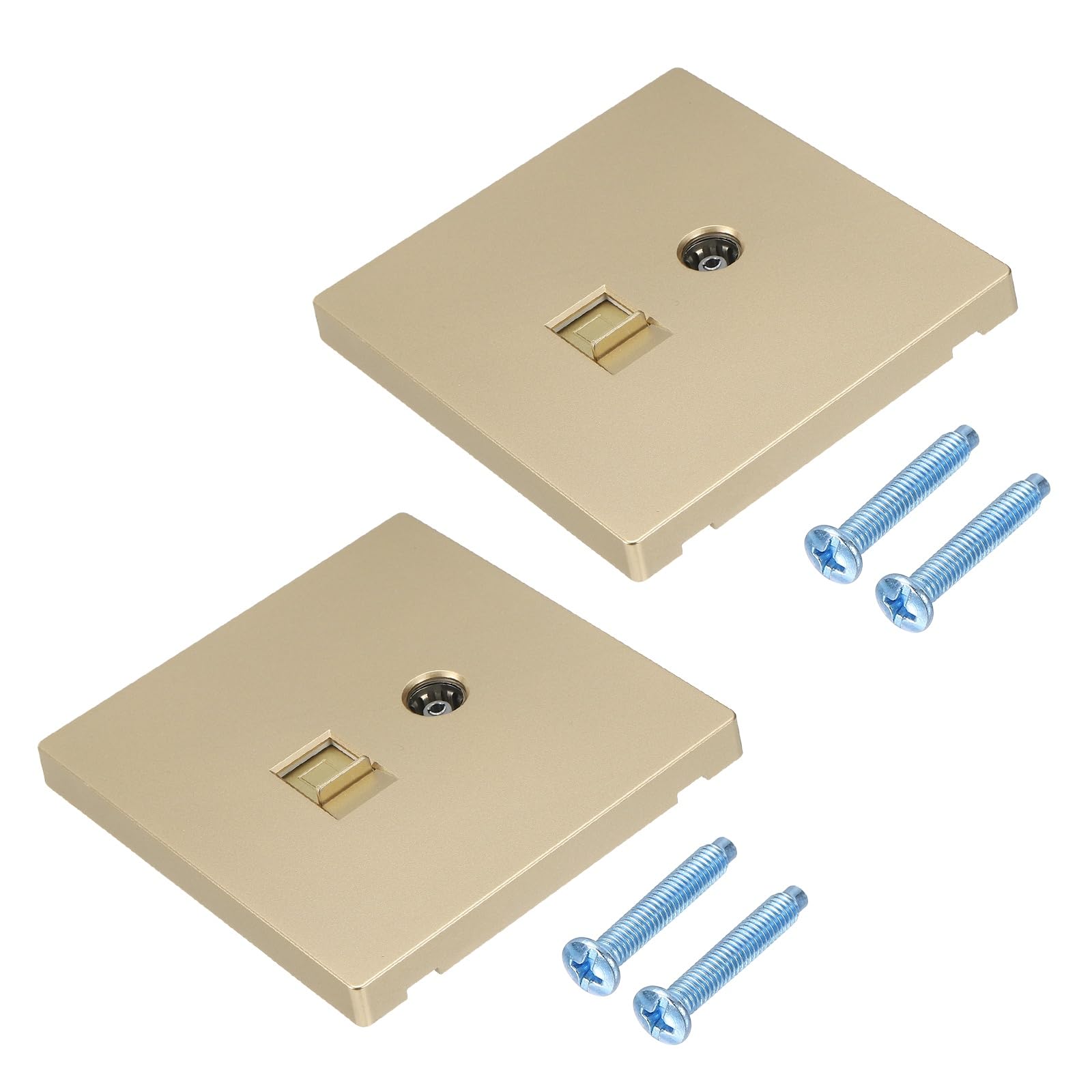 sourcing map 2 Pcs RJ45 CAT6 Socket, TV Aerial Coaxial Socket Wall Plate Outlet with M4 Screw for Home Ethernet Cable Lead Networking, 90 x 86 mm, Golden