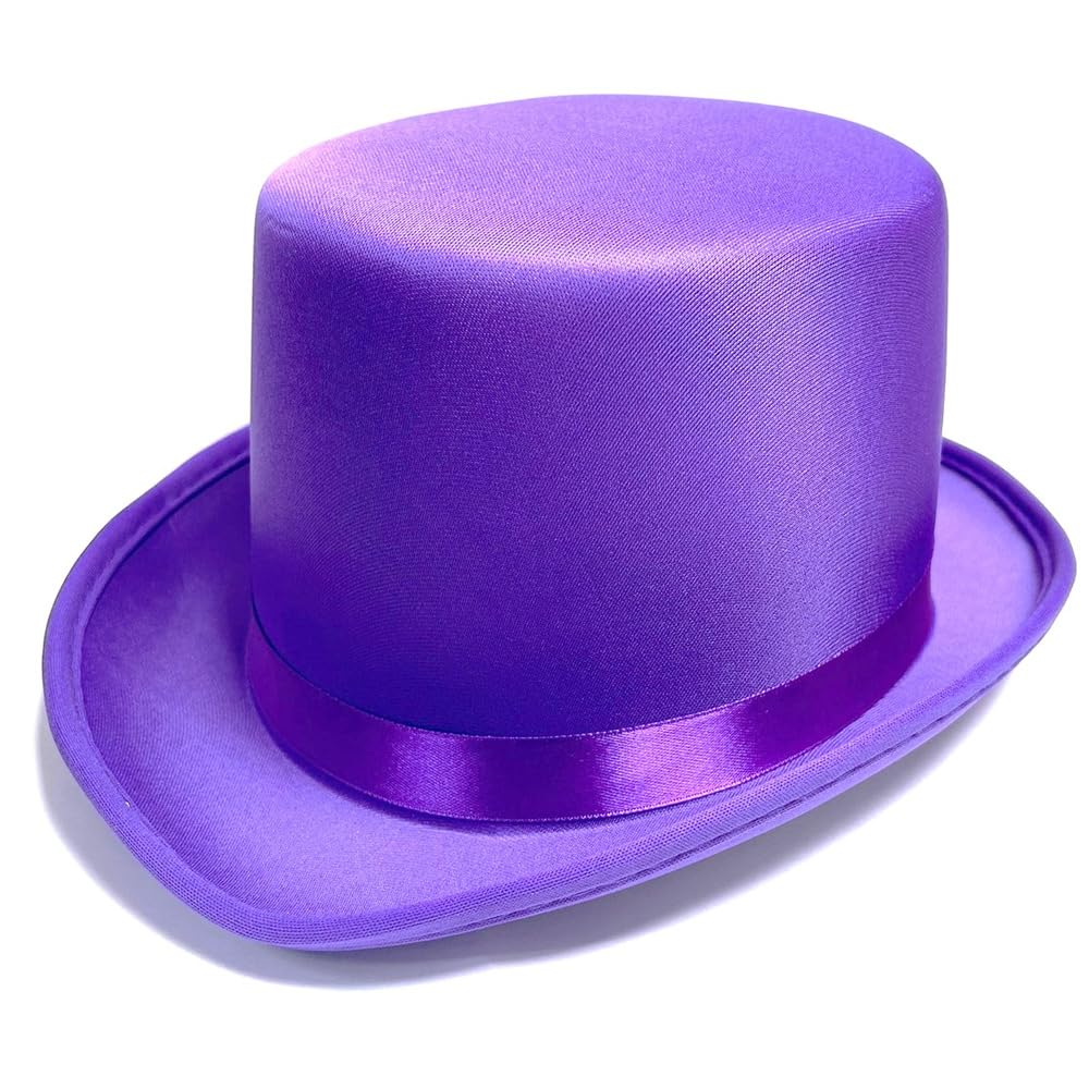 Stylex Party Funky Colourful Top Hats Reinforced Brim Soft Satin Finish Wedding Halloween Fancy Dress Costume Accessories