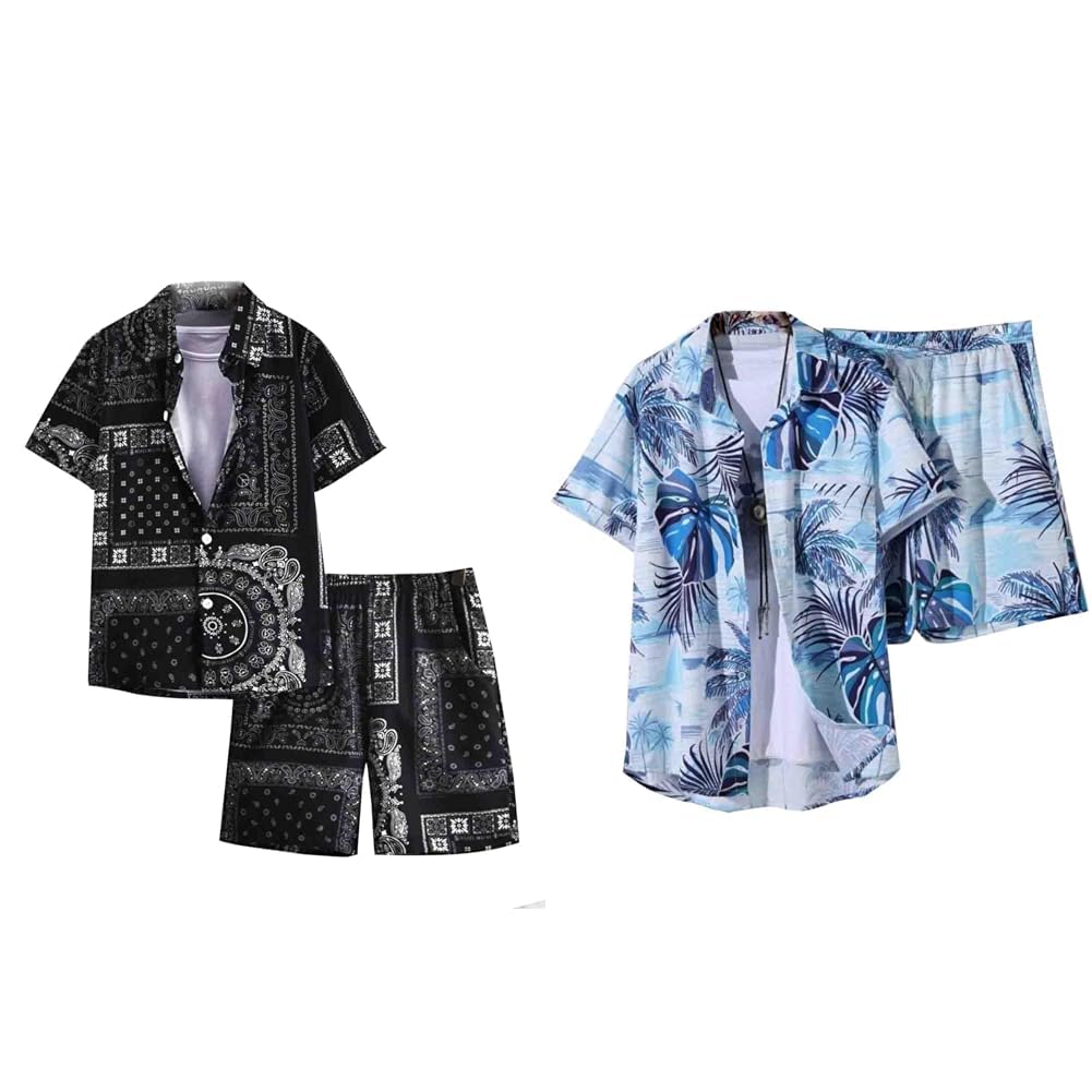 Men's Night Dress || Rayon Multi Printed Night Suit Set || Sleepwear Loungewear Shirt & Shorts Combo || Summer Wear Short Pajama Set for Men || Night Suit. Pack of 2-image-39