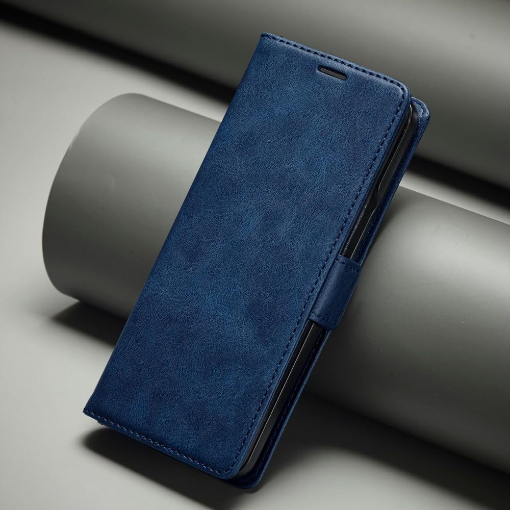 Funda de Cuero para Samsung Galaxy Z Fold 5 4 3 Fold5 Fold4 Fold3 Tarjetas Protectoras con Tapa magnética Funda para teléfono con Billetera, Azul, para Samsung Galaxy Z Fold 4