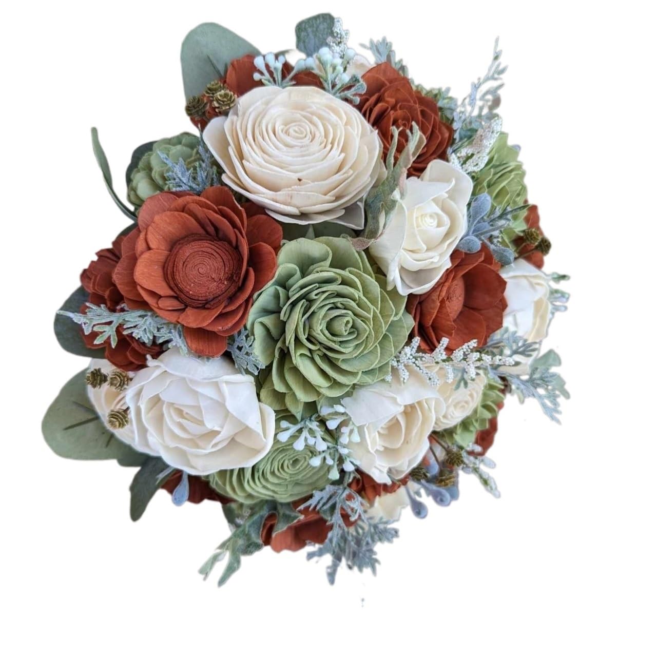 Centre de Table de Noël avec orchidées, Bouquet de Mariage d'automne et d'hiver, Fleurs artificielles Couleur Rouille pour la décoration intérieure (25 cm), Magnifique Tournesol Artificiel
