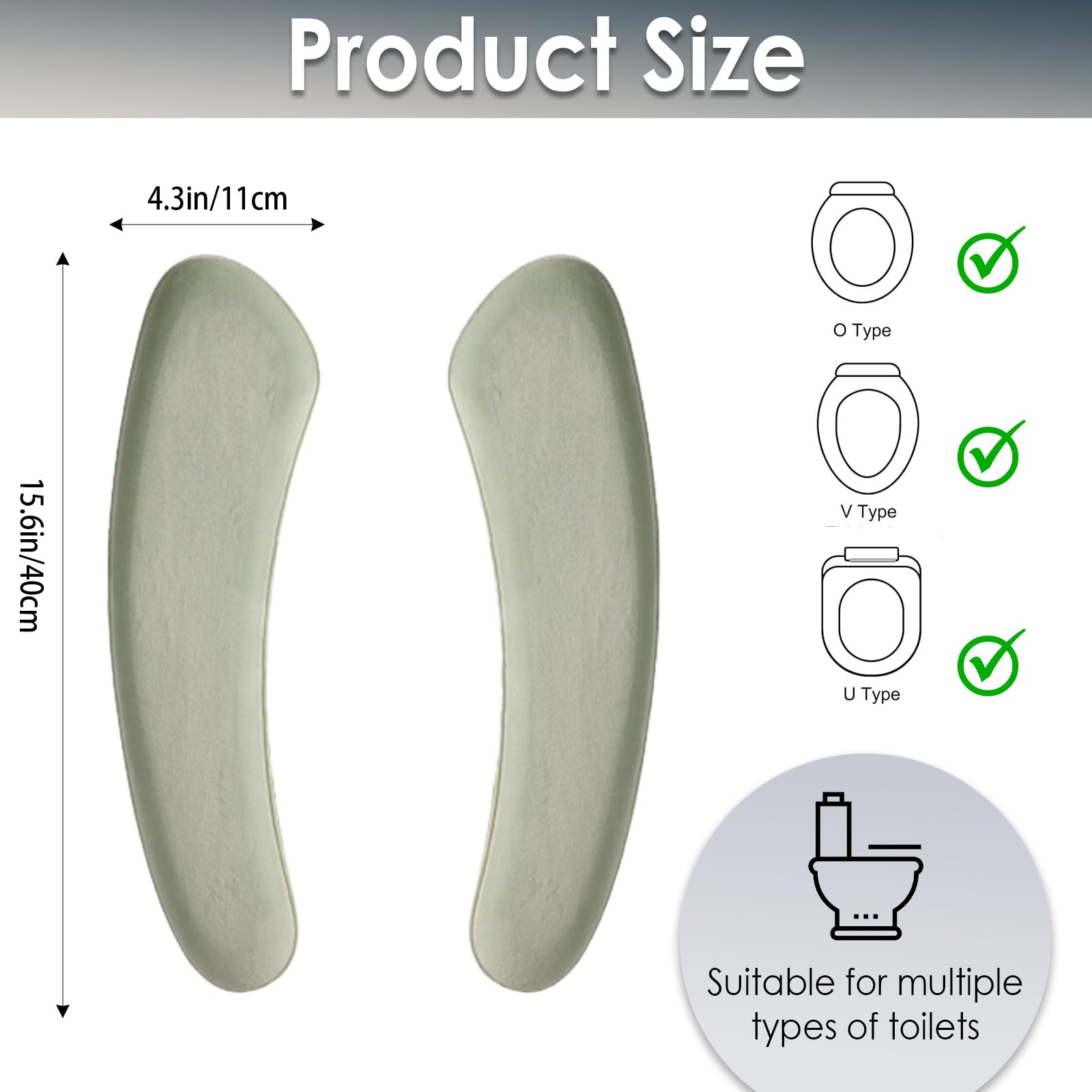 Copriwater spesso ed elastico, lavabile e riutilizzabile, con chiusura a strappo su entrambi i lati per un facile fissaggio, tappetino imbottito con spugna spessa per un maggiore comfort (verde)