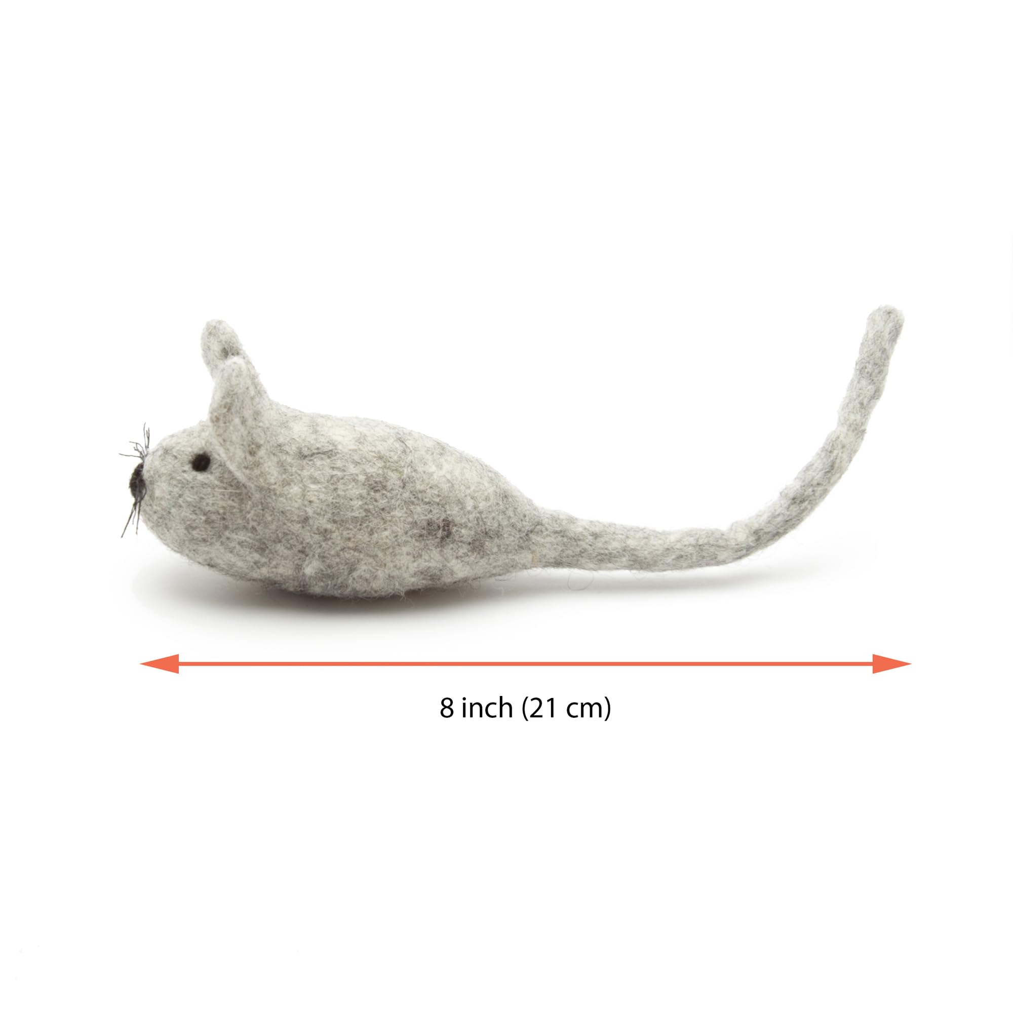Glaciart One Giocattolo per Gatti in Feltro a Forma di Topo – 3 Pezzi | Arricchimento Morbido e Soffice 100% Lana Naturale - Set di Giocattoli Interattivi con Erba Gatta per Gatti - Sicuro per Animali
