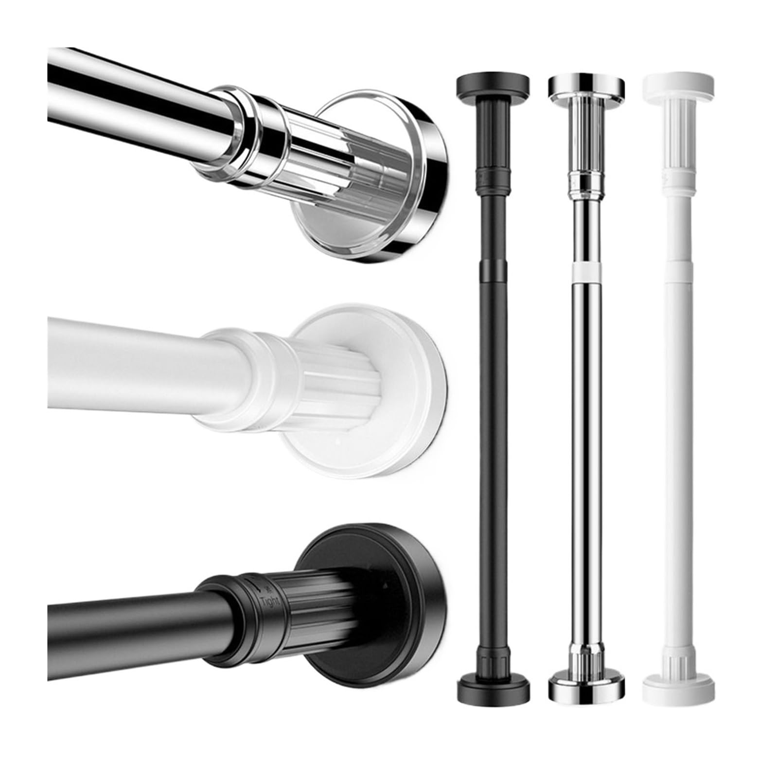 Adjustable Stainless Steel Clothes Drying Rack No-Drill Telescopic Pole Curtain Rod for Wardrobe and Cloakroom(Silver-35-50cm)