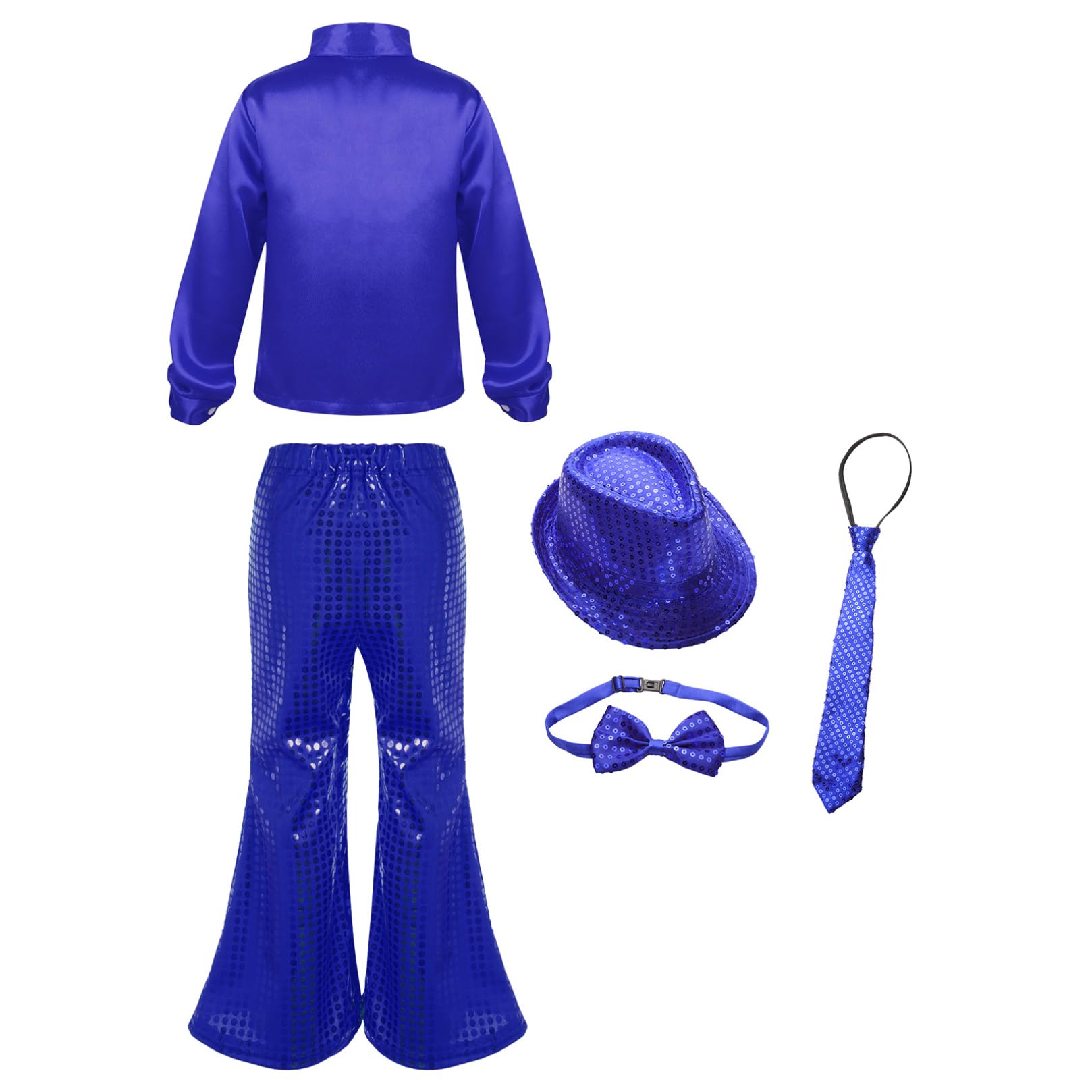ranrann Enfant Garçon Chemise Paillette Ensemble Costume Brillant Danse Disco Sequin Top Danse Moderne Jazz Tenue Soirée 7-14 Ans