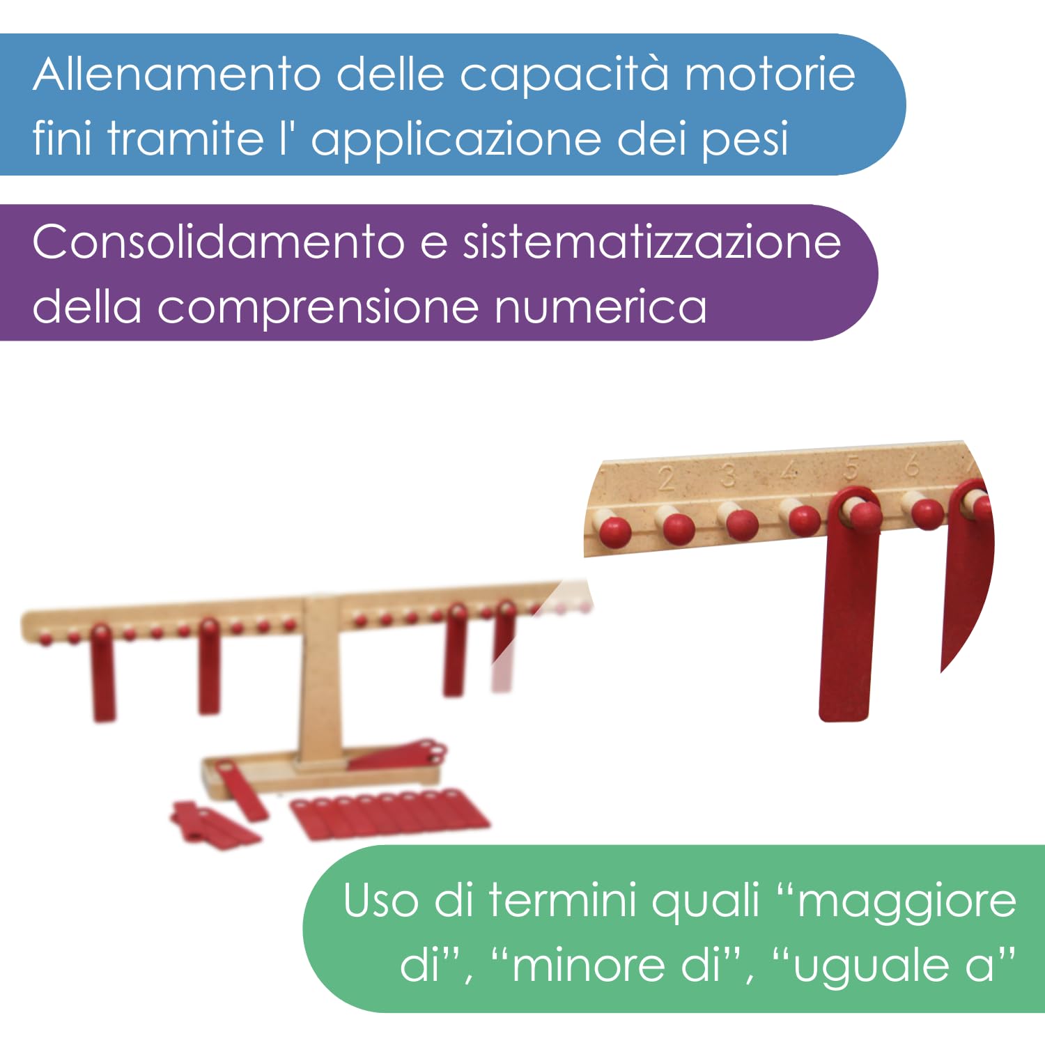 WISSNER® Aktiv lernen - Scala dei Numeri e aritmetica - RE-Wood® (Confezione da 2)
