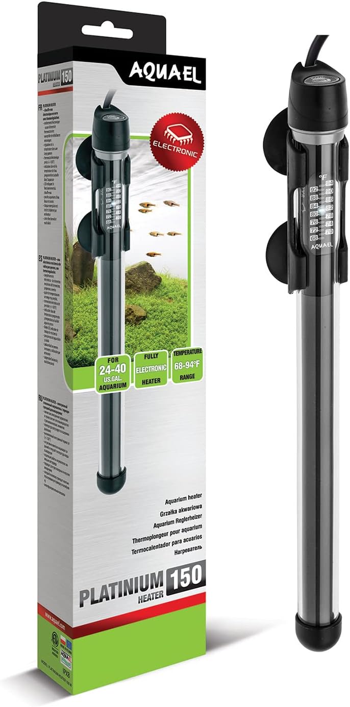 Aquael Platinium Aquarium Heater for Freshwater & Saltwater Aquariums - 150 Watt, 24-40 Gallons 150 Watts / 24 - 40 Gallons