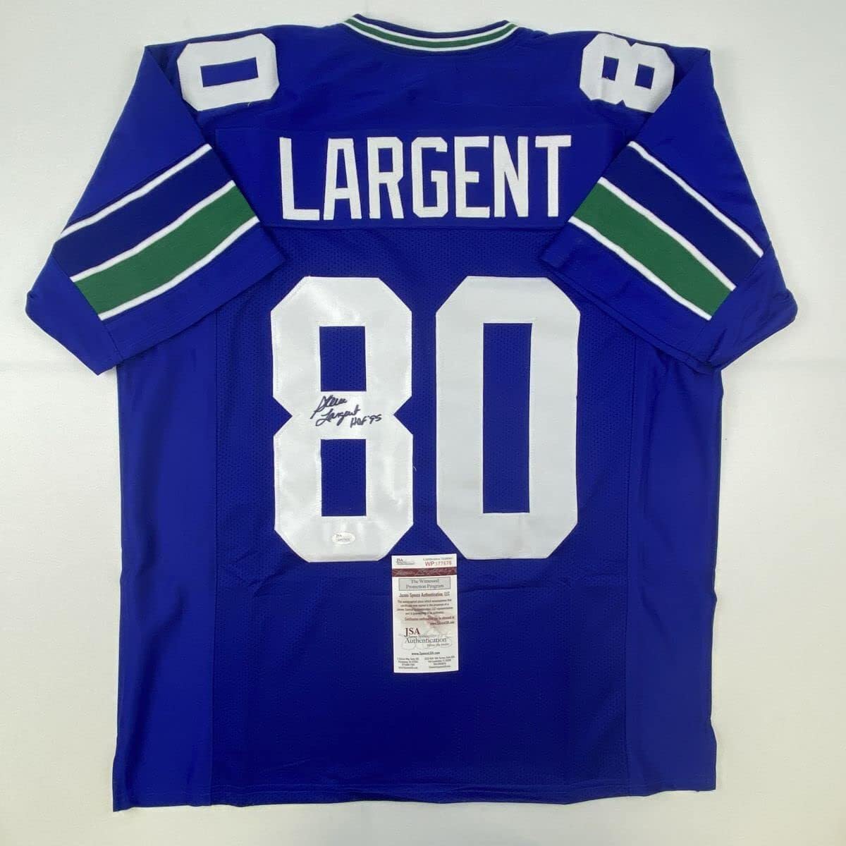 Steve Largent HOF 95 signed jersey with JSA COA