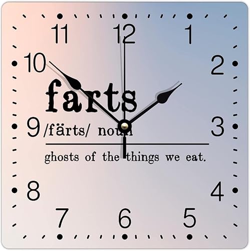 Zyadsinoudor Reloj de PVC con definición de pedos, sin marco, citas positivas, tipografía, arte de pared, cuadrado de 12 pulgadas, silencioso, sin